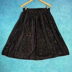 Metrowear Elastic waist black sequins A line midi skirt size M